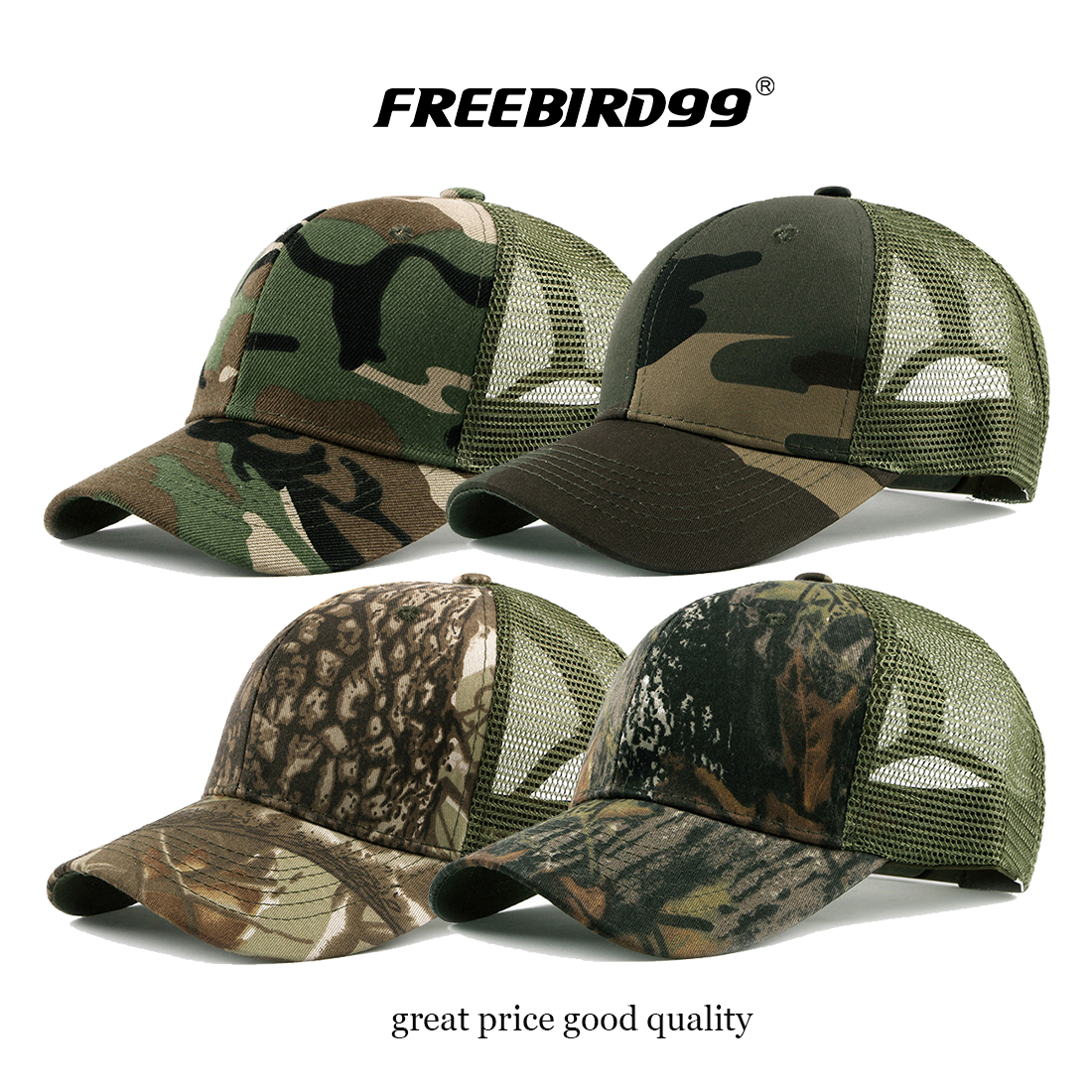 Camouflage Trucker Hat Mesh Cap Snapback #837 - FREEBIRD99 online hats shop