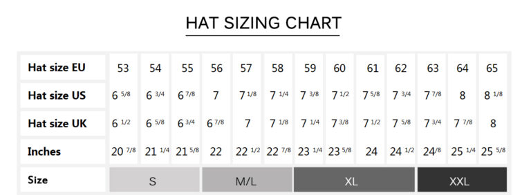 FREEBIRD99 hat size chart