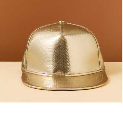FREEBIRD99 flat billed leather snapback hat 2203 golden color front