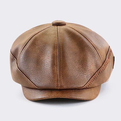 FREEBIRD99 leather newsboy hat 16914 dark brown front